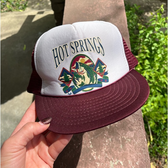 Hot Springs Fishing Bass 6 Panel Trucker Hat - Picture 1 of 7